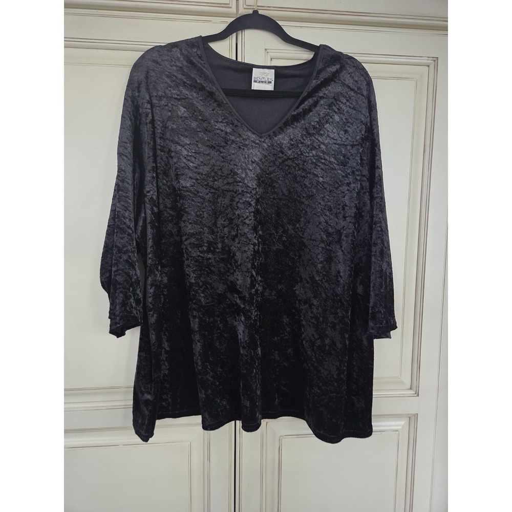 Bentley Plus Velour Top Women's 2x‎ Black Tunic Evening Event Shirt